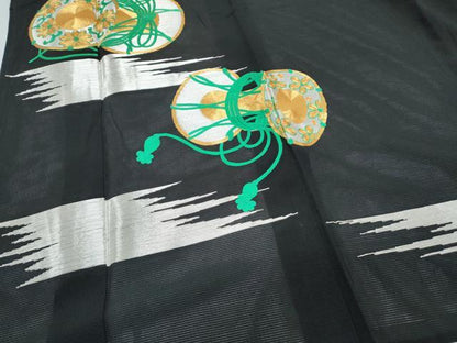 平和屋着物＊夏物　黒留袖　絽　駒刺繍　鼓花文　洗える着物　CABH3887th