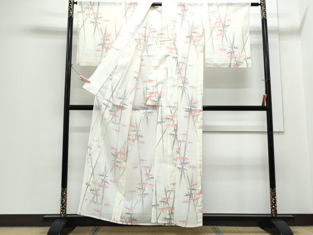 平和屋着物＊夏物　小紋　絽　笹竹紋　洗える着物　CABH3888th