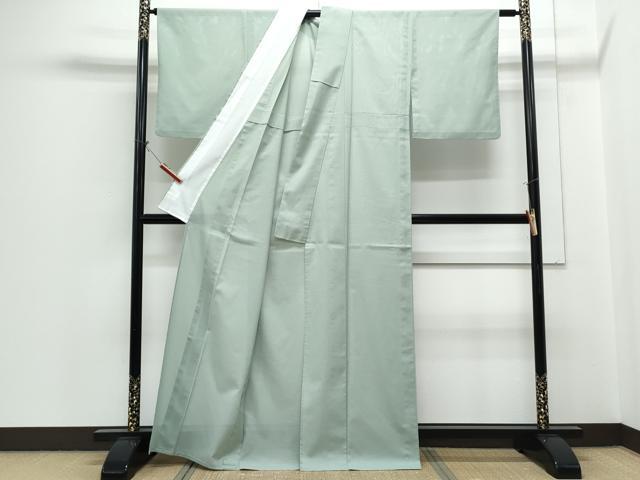 平和屋着物＊夏物　色無地　絽　青磁鼠色　洗える着物　CABH3893th
