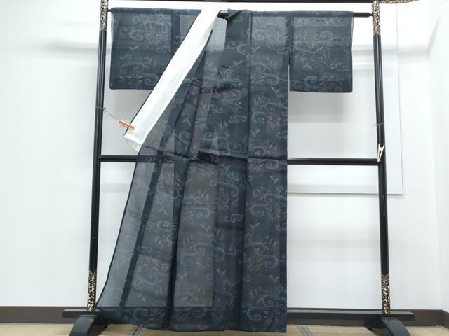 平和屋着物＊夏物　本場大島紬　夏大島　紗　流水草葉文　正絹　逸品　CABH3895th