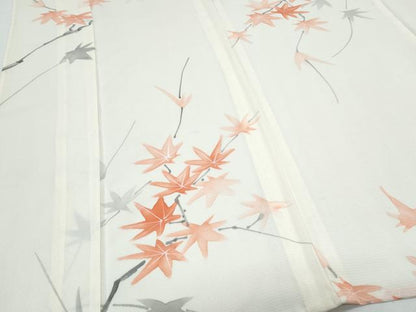 平和屋着物＊夏物　小紋　絽　枝楓文　正絹　逸品　CABH3897th