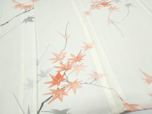 平和屋着物＊夏物　小紋　絽　枝楓文　正絹　逸品　CABH3897th