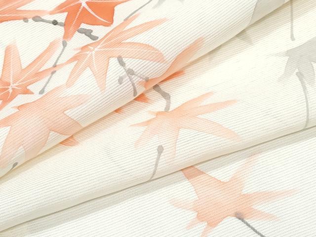 平和屋着物＊夏物　小紋　絽　枝楓文　正絹　逸品　CABH3897th