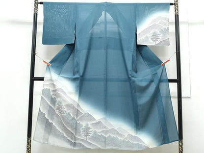 平和屋着物＊夏物　訪問着　絽　遠山風景文　正絹　逸品　CABH3898th