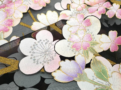 平和屋着物＊夏物 お引きずり・お引き摺り・引き振袖 和装 結婚式 舞妓 芸妓 芸者 衣装 枝花文 オーガンジー 黒地 金銀彩 逸品 CABH3899th