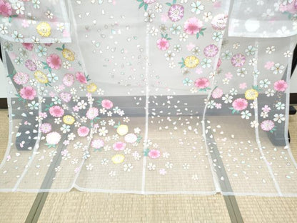 平和屋着物＊夏物 お引きずり・お引き摺り・引き振袖 和装 結婚式 舞妓 芸妓 芸者 衣装 舞花文 金彩 オーガンジー 逸品CABH3900th