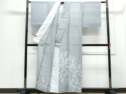 平和屋着物＊夏物　色留訪問着　紗紬　草花文　正絹　逸品　CABH3904th
