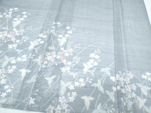 平和屋着物＊夏物　色留訪問着　紗紬　草花文　正絹　逸品　CABH3904th