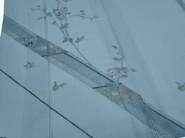 平和屋着物＊夏物　中国三大刺繍　スワトウ刺繍　総刺繍　訪問着　紗紬　更紗花文　正絹　逸品　CABH3905th