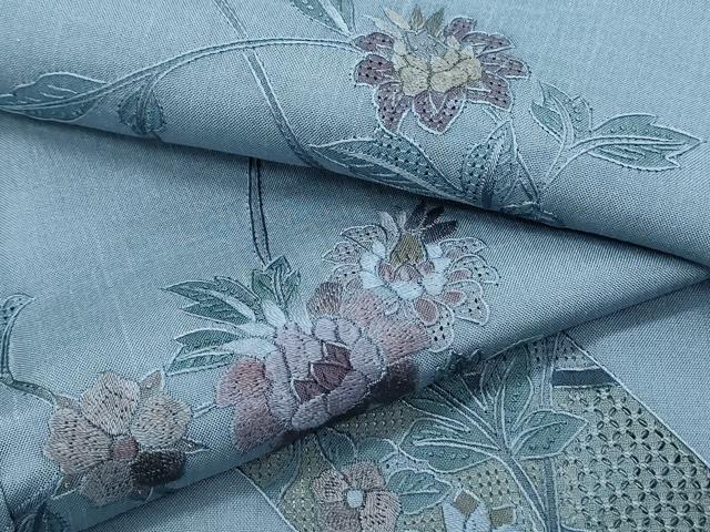 平和屋着物＊夏物　中国三大刺繍　スワトウ刺繍　総刺繍　訪問着　紗紬　更紗花文　正絹　逸品　CABH3905th