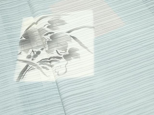 平和屋着物＊夏物　訪問着　変わり絽　色紙重ね草葉文　銀彩　正絹　逸品　CABH3906th