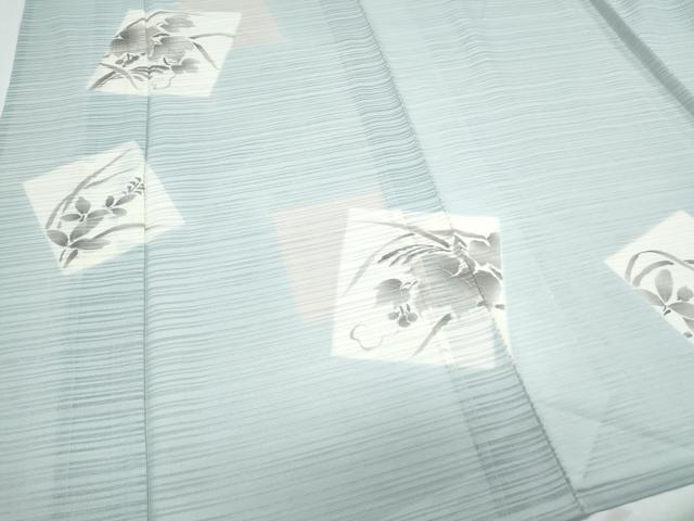 平和屋着物＊夏物　訪問着　変わり絽　色紙重ね草葉文　銀彩　正絹　逸品　CABH3906th