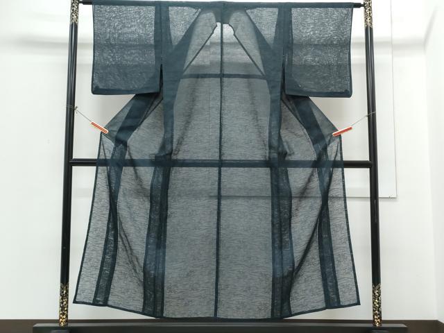平和屋着物＊夏物　色無地　流水草葉紋紗　百入茶色　洗える着物　CABH3908th