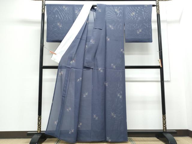 平和屋着物＊夏物　小紋　絽　色紙重ね花紋　正絹　逸品　CABH3909th