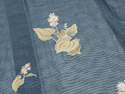 平和屋着物＊夏物　訪問着　横段紋紗　草花文　正絹　逸品　CABH3910th