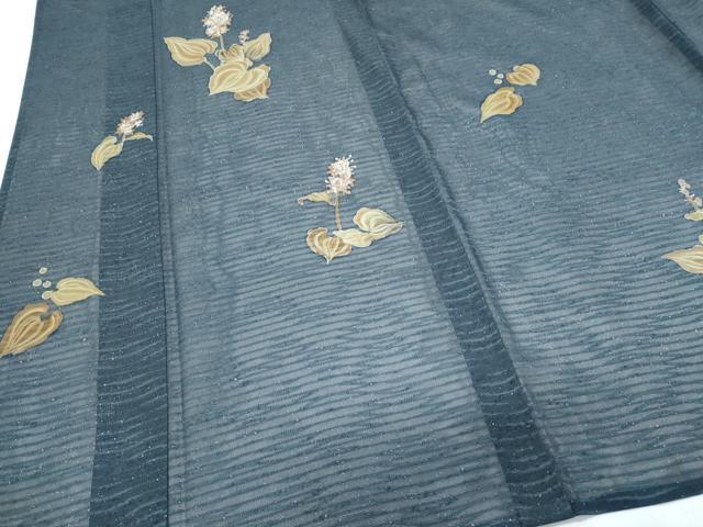 平和屋着物＊夏物　訪問着　横段紋紗　草花文　正絹　逸品　CABH3910th