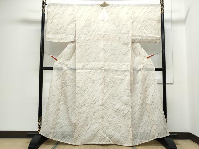 平和屋着物＊夏物　紗紬　稲穂　草花文　正絹　逸品　CABH3915th