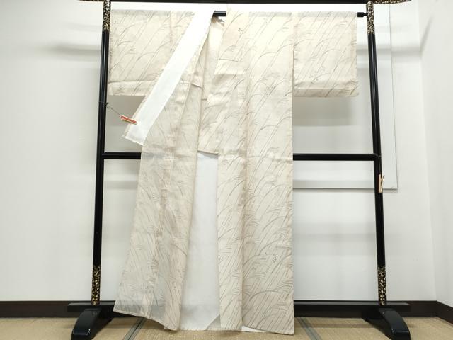 平和屋着物＊夏物　紗紬　稲穂　草花文　正絹　逸品　CABH3915th