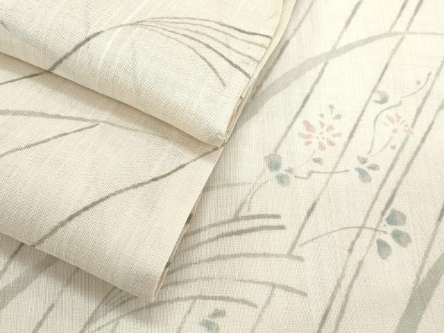 平和屋着物＊夏物　紗紬　稲穂　草花文　正絹　逸品　CABH3915th