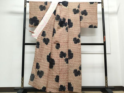 平和屋着物＊夏物　小千谷ちぢみ　亀甲草葉文　麻　逸品　CABH3919th
