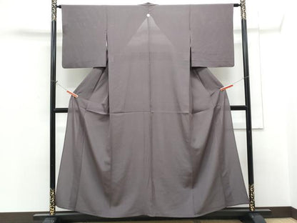 平和屋着物＊夏物　色無地　絽　葡萄鼠色　正絹　逸品　CABH3925th