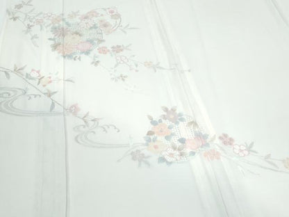 平和屋着物＊夏物　中国三大刺繍　スワトウ刺繍　総刺繍　訪問着　絽　草花丸文　正絹　逸品　CABH3929th