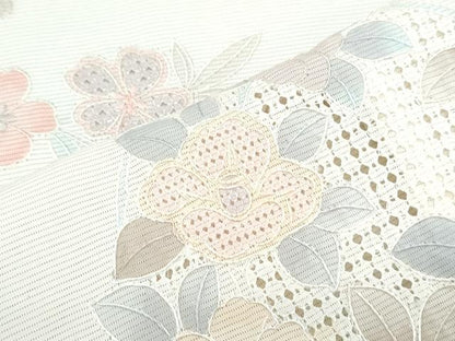 平和屋着物＊夏物　中国三大刺繍　スワトウ刺繍　総刺繍　訪問着　絽　草花丸文　正絹　逸品　CABH3929th