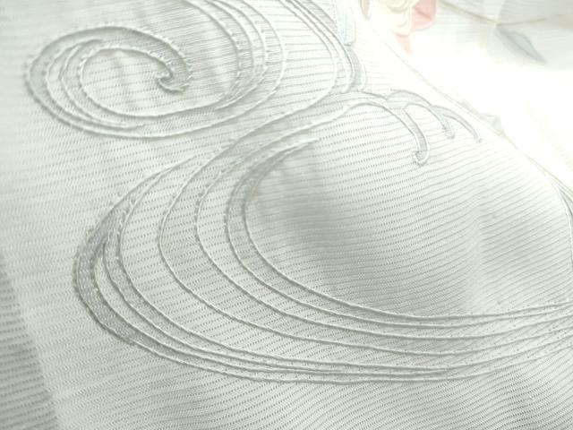 平和屋着物＊夏物　中国三大刺繍　スワトウ刺繍　総刺繍　訪問着　絽　草花丸文　正絹　逸品　CABH3929th