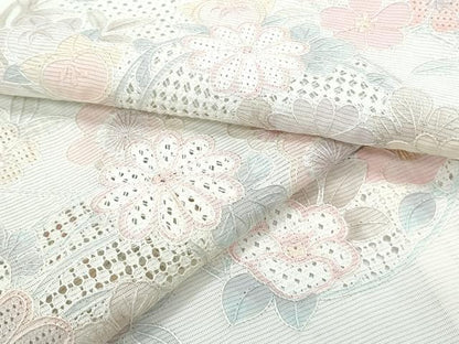 平和屋着物＊夏物　中国三大刺繍　スワトウ刺繍　総刺繍　訪問着　絽　草花丸文　正絹　逸品　CABH3929th