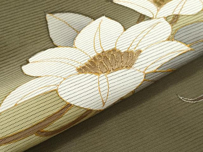 平和屋着物＊夏物　訪問着　絽　刺繍　草花文　金彩　正絹　逸品　CABH3931th