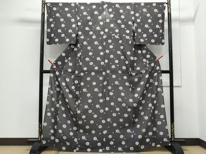 平和屋着物＊夏物　小紋　絽　雪輪花文　正絹　逸品　CABH3935th