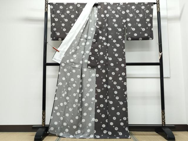 平和屋着物＊夏物　小紋　絽　雪輪花文　正絹　逸品　CABH3935th