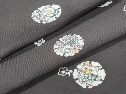 平和屋着物＊夏物　小紋　絽　雪輪花文　正絹　逸品　CABH3935th