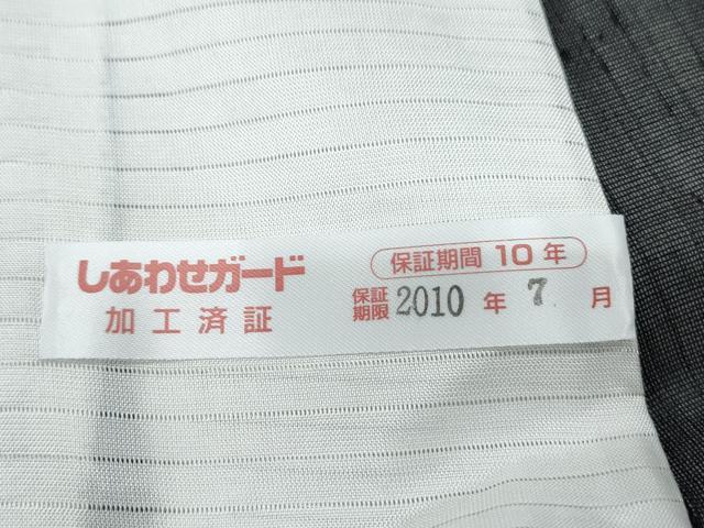 平和屋着物＊夏物　絹芭蕉　紗　草葉文　黒地　正絹　逸品　CABH3938th