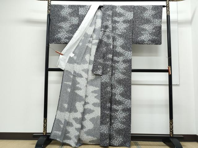 平和屋着物＊夏物　小紋　絽　道長草花文　正絹　逸品　CABH3940th