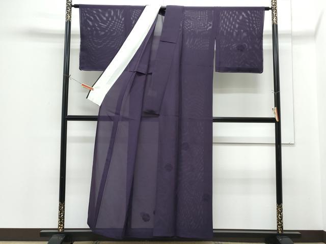平和屋着物＊夏物　中国三大刺繍　スワトウ刺繍　総刺繍　無地絵羽訪問着　絽　雪輪花文　滅紫色　正絹　逸品　未使用　CABH3944th