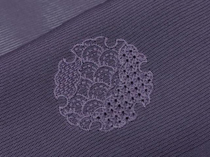 平和屋着物＊夏物　中国三大刺繍　スワトウ刺繍　総刺繍　無地絵羽訪問着　絽　雪輪花文　滅紫色　正絹　逸品　未使用　CABH3944th