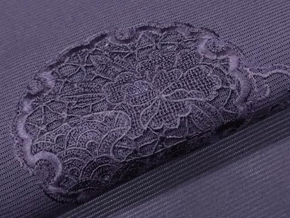 平和屋着物＊夏物　中国三大刺繍　スワトウ刺繍　総刺繍　無地絵羽訪問着　絽　雪輪花文　滅紫色　正絹　逸品　未使用　CABH3944th