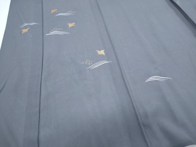 平和屋着物＊夏物　訪問着　絽　竹屋町刺繍　千鳥　立波文　金糸　正絹　逸品　CABH3949th