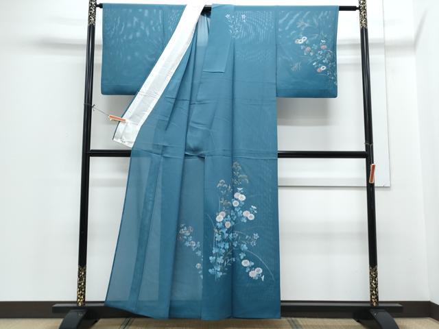 平和屋着物＊夏物　訪問着　絽　手描き　草花文　正絹　逸品　CABH3951th