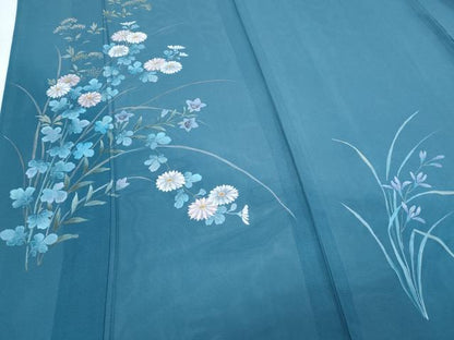 平和屋着物＊夏物　訪問着　絽　手描き　草花文　正絹　逸品　CABH3951th