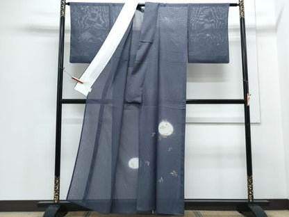 平和屋着物＊夏物　訪問着　舞葉文　杢目紋紗　金彩　正絹　逸品　CABH3953th