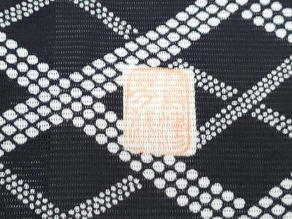 平和屋着物＊夏物　小紋師　鷲津芳雄　小紋　絽　格子文　黒地　反端付き　正絹　逸品　CABH3956th