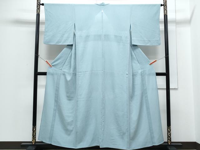 平和屋着物＊夏物　色無地　絽縮緬　秘色色　正絹　逸品　CABH3962th