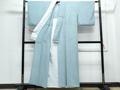 平和屋着物＊夏物　色無地　絽縮緬　秘色色　正絹　逸品　CABH3962th