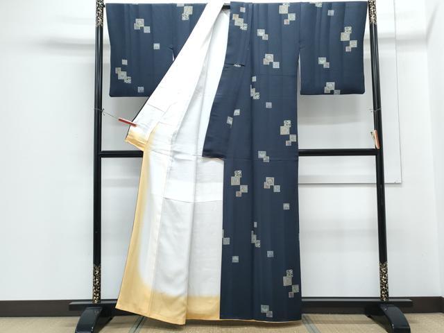平和屋着物●上質な小紋　色紙重ね花文　金彩　正絹　逸品　CABH3966th