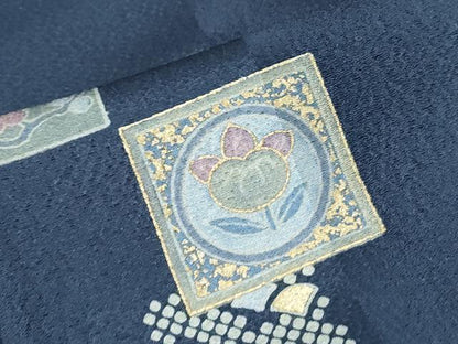 平和屋着物●上質な小紋　色紙重ね花文　金彩　正絹　逸品　CABH3966th