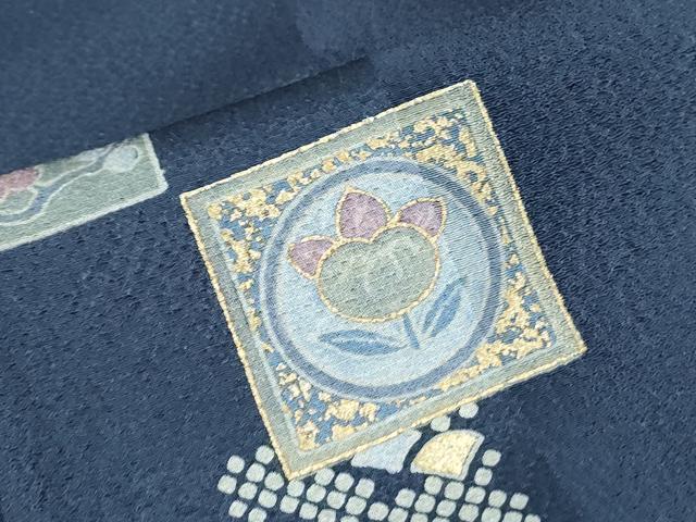 平和屋着物●上質な小紋　色紙重ね花文　金彩　正絹　逸品　CABH3966th