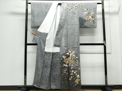 平和屋着物●訪問着　鳳凰籬花文　たたき染め　金彩　正絹　逸品　CABH3973th