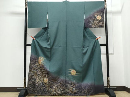 平和屋着物●訪問着　刺繍　雪輪花文　暈し染め　金彩　正絹　逸品　CABH3975th